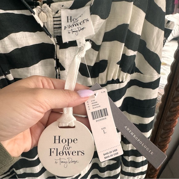 Anthropologie L Hope For Flowers Modern Zebra Print Linen Maxi Dress NWT organic - Picture 4 of 14